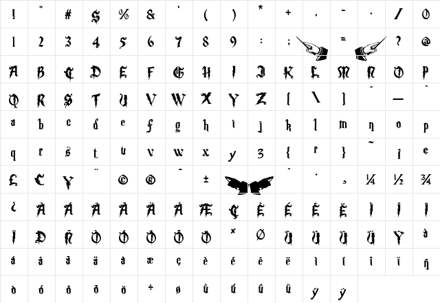 Magic School Two Regular  glyph index