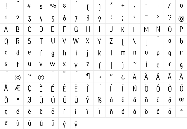Factory Light  glyph index