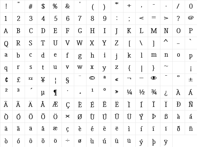 GoodName74 Bold  glyph index