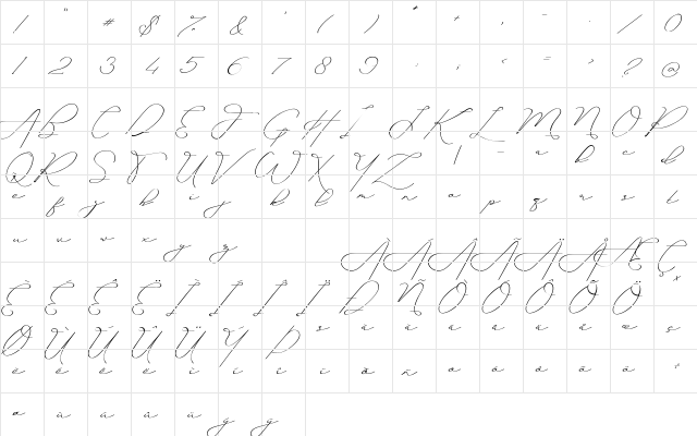 Ayudisha Demo Regular  glyph index