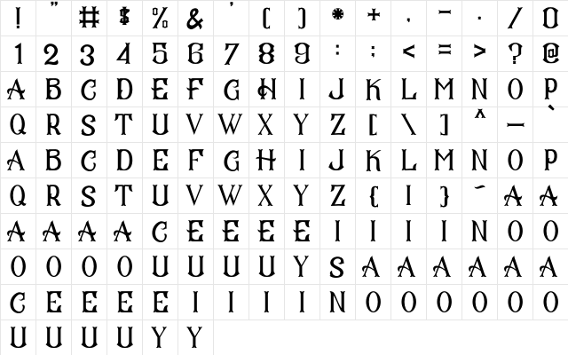 CS Mulan Regular  glyph index