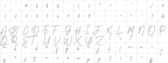 Arslina Regular  glyph index
