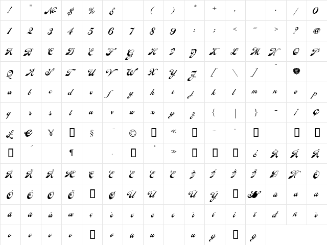 Ephemera Regular LHF Regular  glyph index