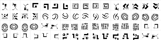 Caravan LH Regular  glyph index