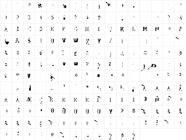 Syzygy Regular  glyph index