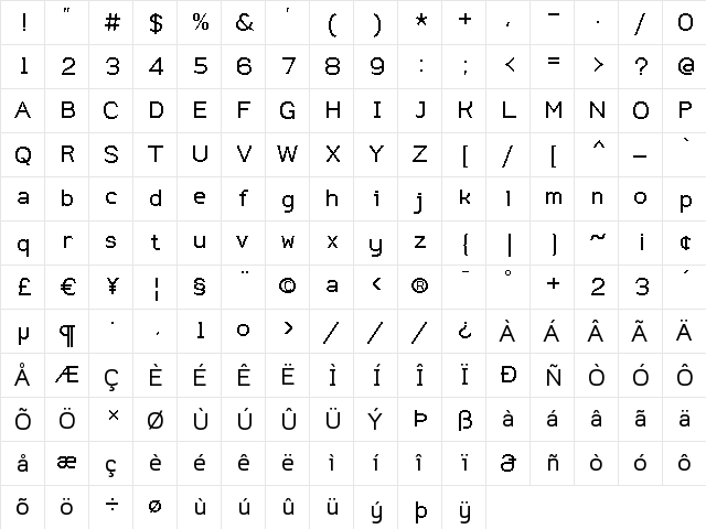 Do Gothic Regular  glyph index