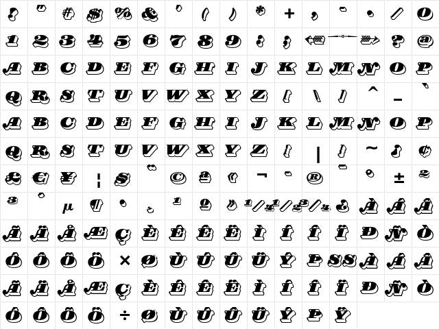 MagnificoNighttimeITC Medium  glyph index