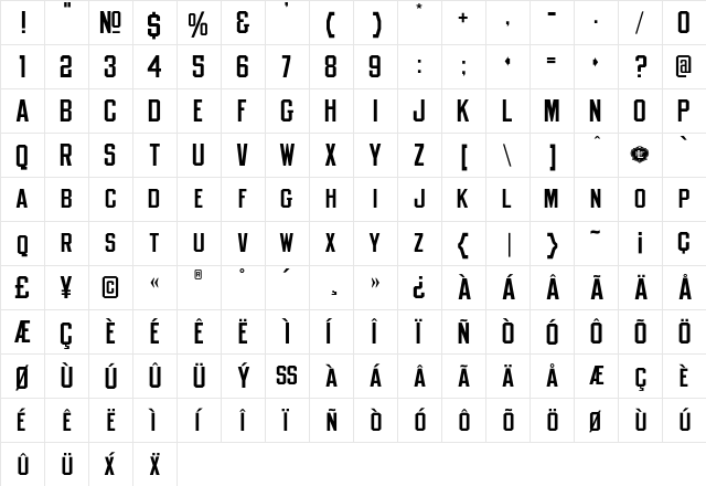 LHFOldBlockCondMed Regular  glyph index