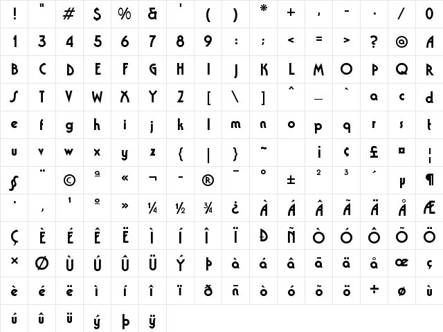 Tasmin Ref Regular  glyph index
