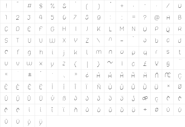 lelim 200  glyph index