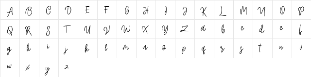 Mollysh Script Free Regular  glyph index