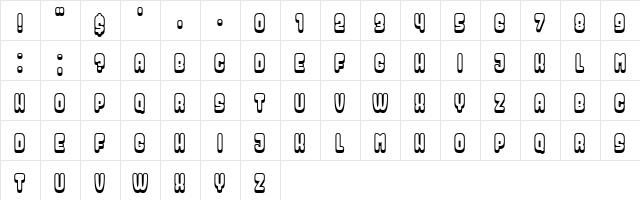 Dressed Regular  glyph index