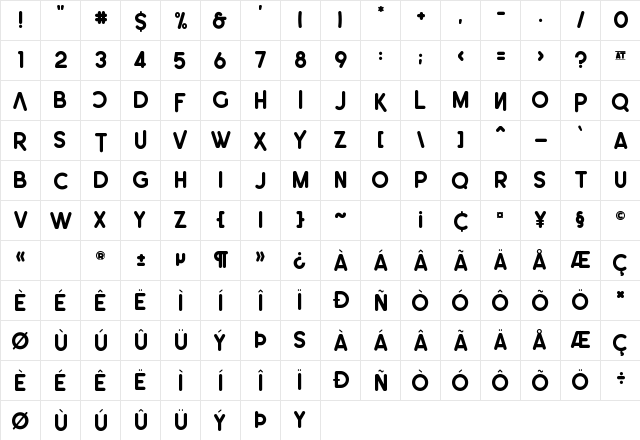 Leo Rounded Bold  glyph index