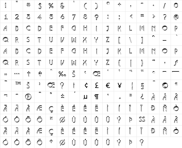a_LancetEShd Regular  glyph index
