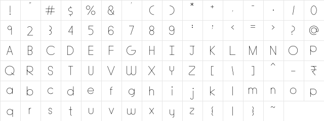 Adlanta Light  glyph index