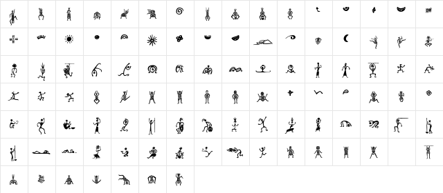 Mini Pics Zafrica  glyph index