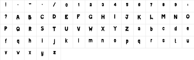 Bloody Regular  glyph index
