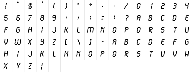 LCD2 Ultra  glyph index
