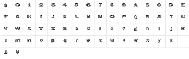 GrungeKids Regular  glyph index