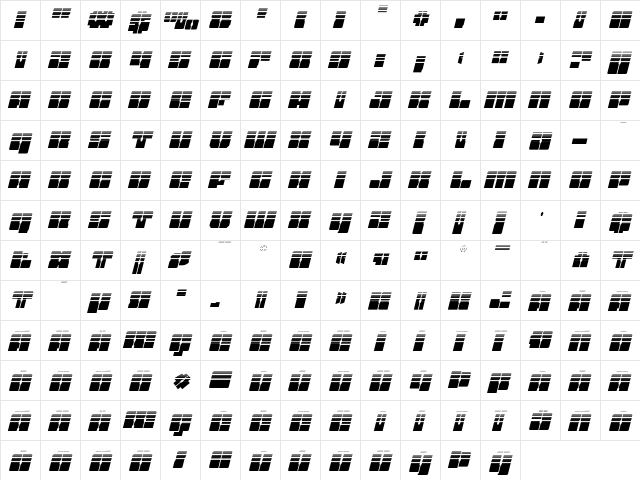 Star Nursery Halftone Italic Italic  glyph index