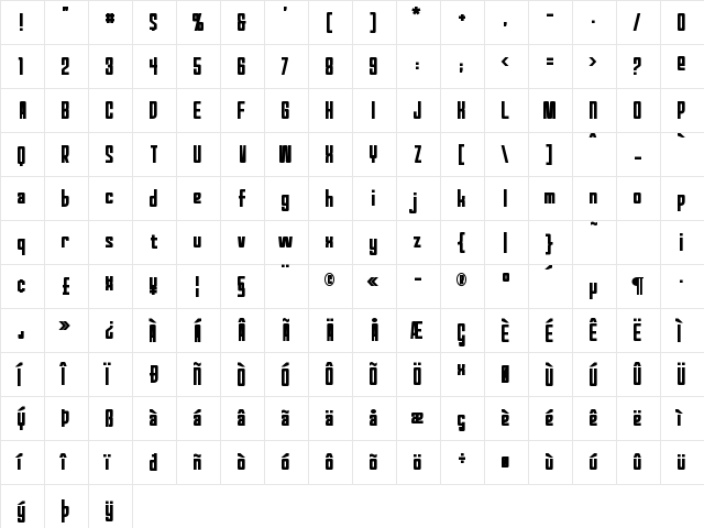 Red World Bold  glyph index