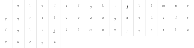 Javaboks Regular  glyph index