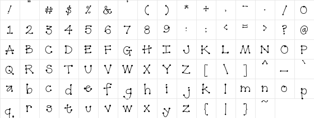 PC Dot Regular  glyph index