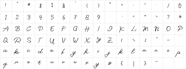 Rules Regular  glyph index