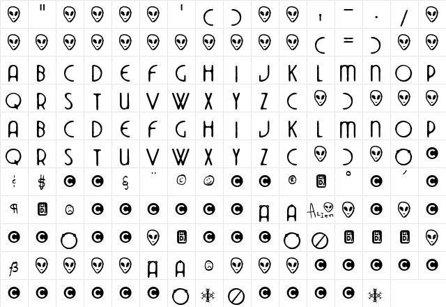 TheDekoSide Regular  glyph index