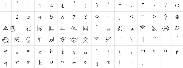 Clb:Vacation Regular  glyph index