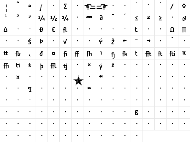 Alega-BoldExpert Regular  glyph index