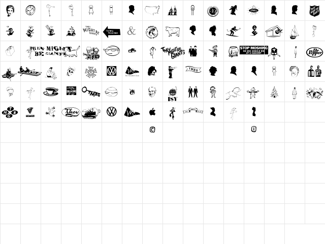 TMBDingbats Regular  glyph index