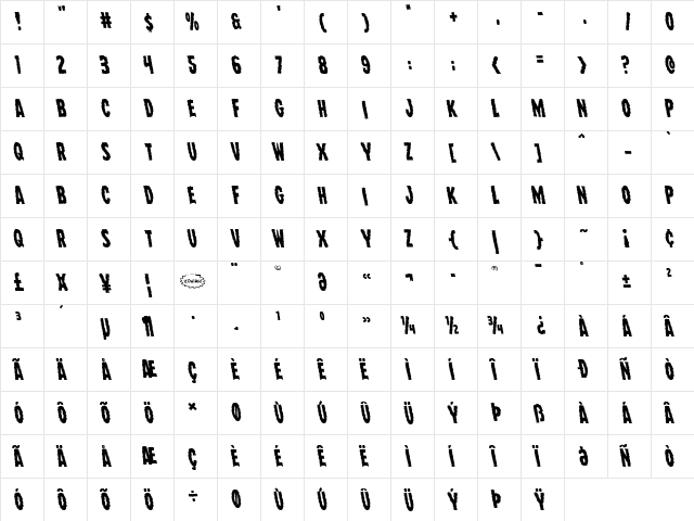 Wolf Brothers Leftalic Italic  glyph index