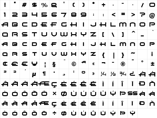 Air Flow BTN Hv Regular  glyph index