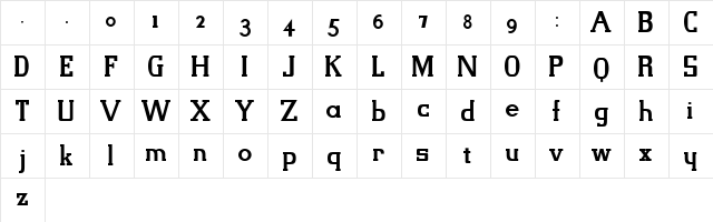 SlabFourRounded Regular  glyph index