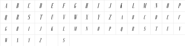 Aguero Serif Free Italic  glyph index