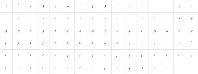 Hello Junita Regular  glyph index