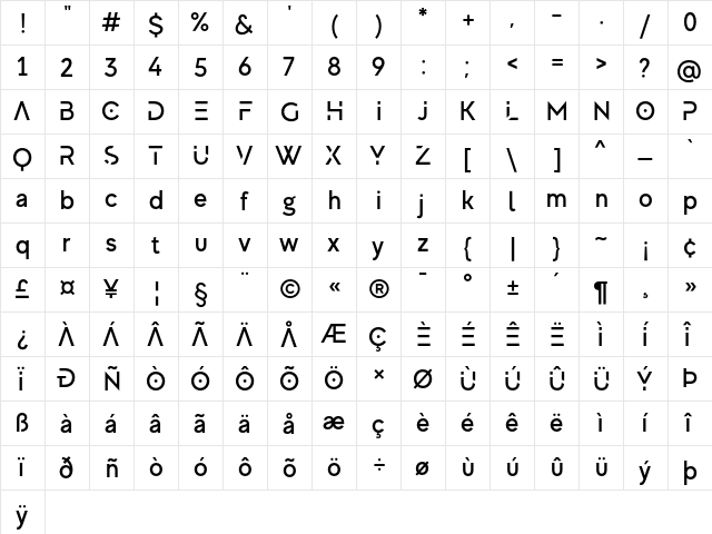 MADE Evolve Sans EVO Medium  glyph index