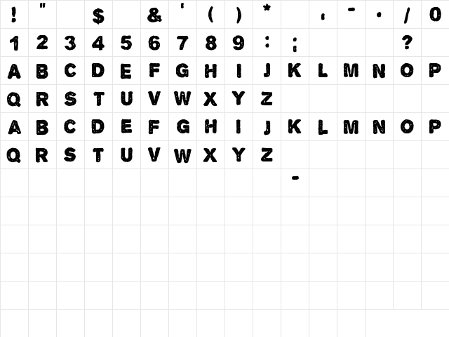 Alpha Echo Regular  glyph index