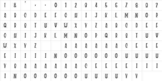 Jacklyn Milner Regular  glyph index