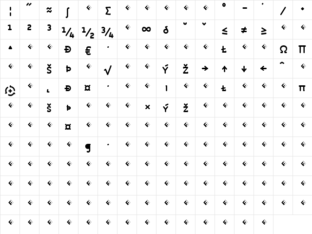 Roice-BoldSCExpert Regular  glyph index