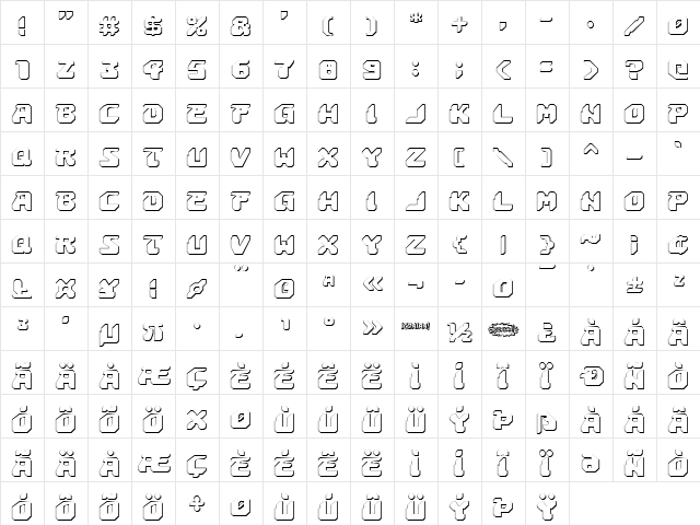 Astropolis 3D Regular  glyph index