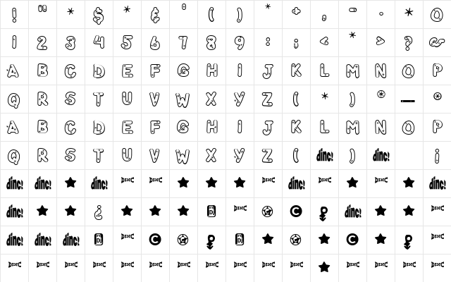 StarryFHope Regular  glyph index