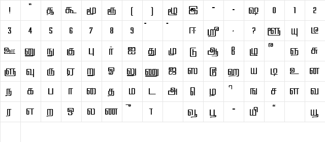 Hamsathvani Regular  glyph index