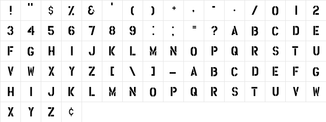 HouseBroken Clean  glyph index