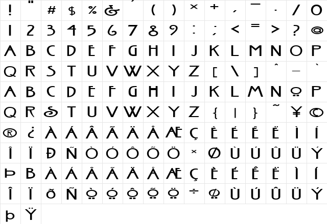FZ BASIC 30 EX Normal  glyph index