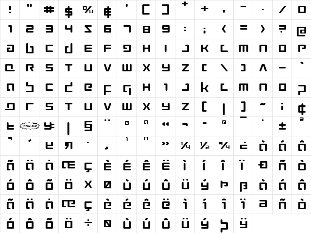 Prokofiev Expanded Expanded  glyph index