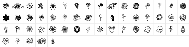 Janda Flower Doodles Regular  glyph index