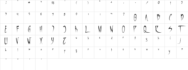 Vampiress Regular  glyph index