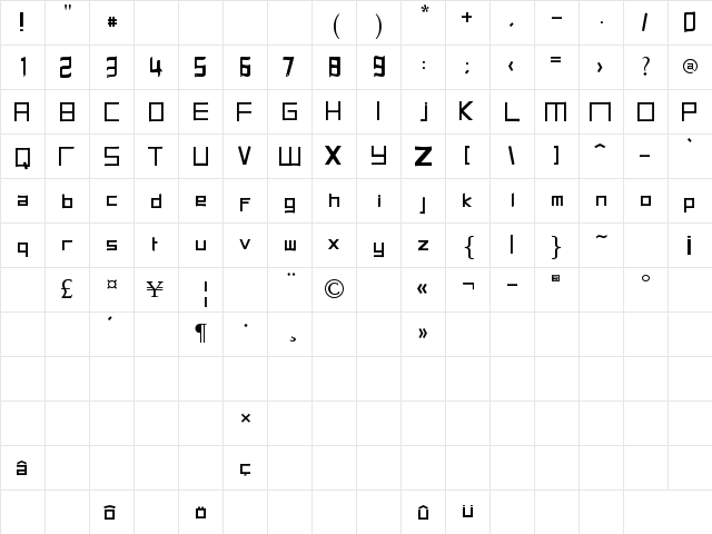 Halit's Font! Regular  glyph index